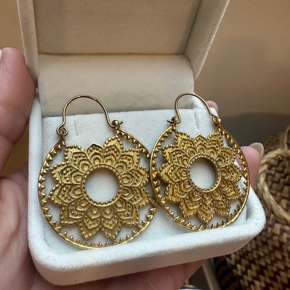 Elegant Gold Mandala Earrings